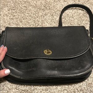 Vintage coach Black Leather Shoulder Bag